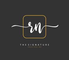 R N RN Initial letter handwriting and  signature logo. A concept handwriting initial logo with template element. vector