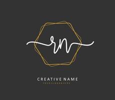 R N RN Initial letter handwriting and  signature logo. A concept handwriting initial logo with template element. vector