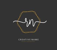 R N RN Initial letter handwriting and  signature logo. A concept handwriting initial logo with template element. vector