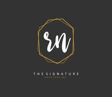 R N RN Initial letter handwriting and  signature logo. A concept handwriting initial logo with template element. vector