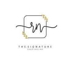 R N RN Initial letter handwriting and  signature logo. A concept handwriting initial logo with template element. vector