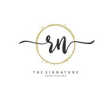 R N RN Initial letter handwriting and  signature logo. A concept handwriting initial logo with template element. vector