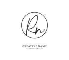 R N RN Initial letter handwriting and  signature logo. A concept handwriting initial logo with template element. vector