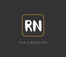 R N RN Initial letter handwriting and  signature logo. A concept handwriting initial logo with template element. vector