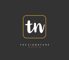 T N TN Initial letter handwriting and  signature logo. A concept handwriting initial logo with template element. vector