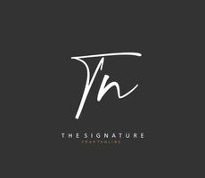 T N TN Initial letter handwriting and  signature logo. A concept handwriting initial logo with template element. vector