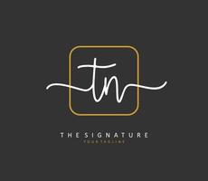 T N TN Initial letter handwriting and  signature logo. A concept handwriting initial logo with template element. vector