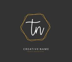 T N TN Initial letter handwriting and  signature logo. A concept handwriting initial logo with template element. vector