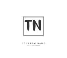 T N TN Initial letter handwriting and  signature logo. A concept handwriting initial logo with template element. vector
