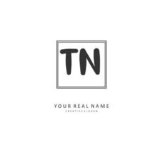 T N TN Initial letter handwriting and  signature logo. A concept handwriting initial logo with template element. vector