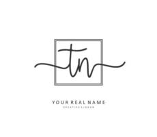 T N TN Initial letter handwriting and  signature logo. A concept handwriting initial logo with template element. vector