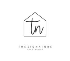 T N TN Initial letter handwriting and  signature logo. A concept handwriting initial logo with template element. vector