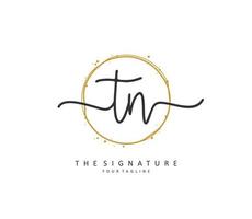 T N TN Initial letter handwriting and  signature logo. A concept handwriting initial logo with template element. vector