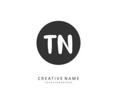 T N TN Initial letter handwriting and  signature logo. A concept handwriting initial logo with template element. vector