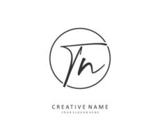 T N TN Initial letter handwriting and  signature logo. A concept handwriting initial logo with template element. vector