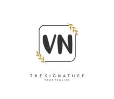 V N VN Initial letter handwriting and  signature logo. A concept handwriting initial logo with template element. vector