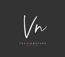 V N VN Initial letter handwriting and  signature logo. A concept handwriting initial logo with template element. vector