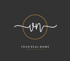 V N VN Initial letter handwriting and  signature logo. A concept handwriting initial logo with template element. vector