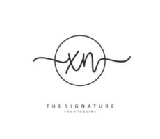 X N XN Initial letter handwriting and  signature logo. A concept handwriting initial logo with template element. vector