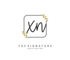 X N XN Initial letter handwriting and  signature logo. A concept handwriting initial logo with template element. vector