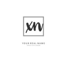 X N XN Initial letter handwriting and  signature logo. A concept handwriting initial logo with template element. vector