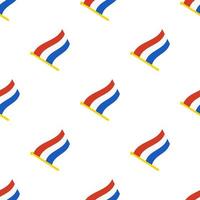 Seamless pattern with flags of the Netherlands on flagstaff on white background vector