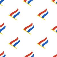 Seamless pattern with flags of the Netherlands on flagstaff on white background vector