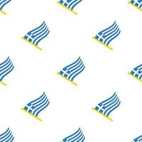 Seamless pattern with flags of Greece on flagstaff on white background vector