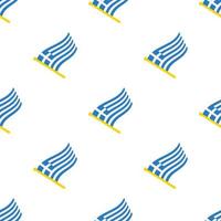 Seamless pattern with flags of Greece on flagstaff on white background vector