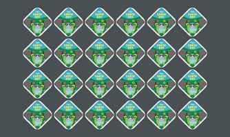 happy earth day label vector flat design set