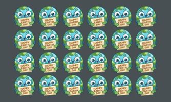 happy earth day label vector flat design set