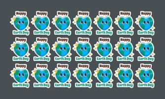 happy earth day label vector flat design set