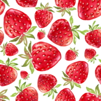 Strawberry seamless pattern. Hand-painted illustration png
