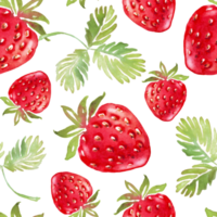 Strawberry seamless pattern. Hand-painted illustration png