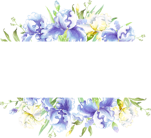 Watercolor iris frame. Hand-painted clipart png