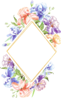 waterverf iris kader. hand geschilderd clip art png