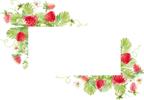 Strawberry frame. Watercolor clipart png