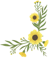 handmålad vattenfärg gul blomma bukett png