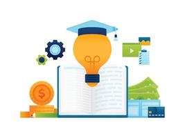 illustration of ideas getting support for payment education costs with scholarships or student loans vector