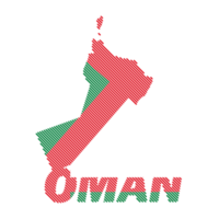 Oman country map and flag with grid line shape sample design-line png