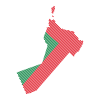 Oman country map and flag with grid line shape sample design-line png