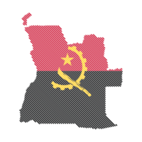 Angola land kaart en vlag rooster lijn vorm monster gestreept maas kaart png