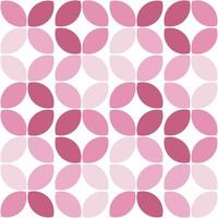 Modern minimalistic  geometric seamless pattern, rounded shapes, leaves in pink color scheme on a white background vector