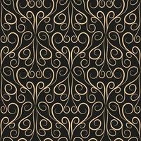 Seamless pattern, golden linear pattern, monogram on a dark background. Design for banner, leaflet, print, poster, wallpaper, fabric. Abstract geometry. vector