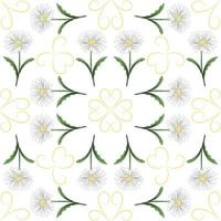 moderno sin costura floral patrón, dibujado a mano margaritas en un blanco antecedentes. un elegante modelo para de moda huellas dactilares, impresión, sitio web diseño. vector