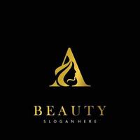 Letter A Elegance Luxury Beauty gold color women's fashion logo vector