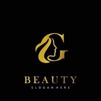 Letter G Elegance Luxury Beauty gold color women's fashion logo vector
