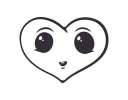 Outline doodle of happy heart with eyes vector