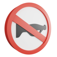 3D render no horn sign icon isolated on transparent background, red mandatory sign png
