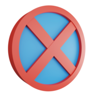 3D render no stopping sign icon isolated on transparent background, red mandatory sign png